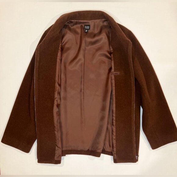 EILEEN FISHER Italian Fabric 100% WOOL Mock Neck FullZip Coat Jacket Pockets XL - Picture 7 of 14